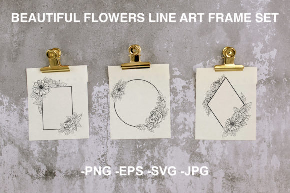 Beautiful Flower Line Art Frame Set: A Designer’s Take on This Craft-Friendly Graphic Asset