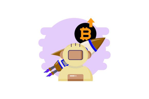 Bit Coin Space Rocket: A Graphic Design Asset for Strong Branding and Marketing Freebies