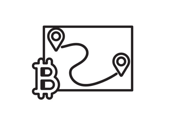 Bitcoin Travel Icon Map Black Line Art: A Versatile Graphics Freebie for Modern Branding
