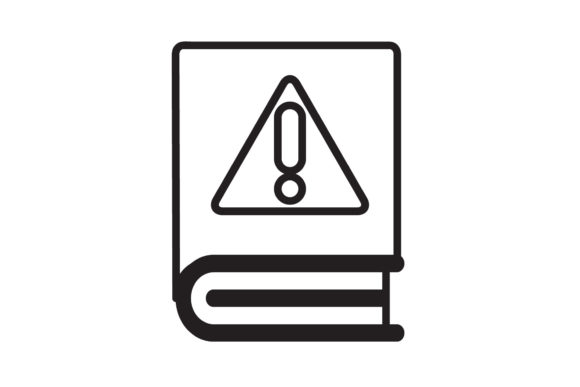 Book Icon Caution Design Black Line Art – A Versatile Graphic for Content Creators