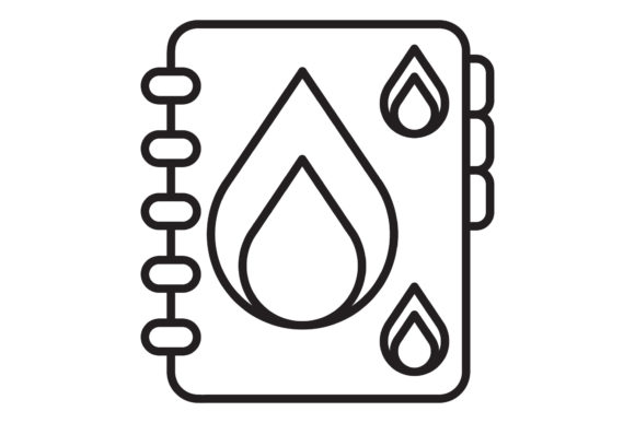Book Icon Water Design Black Line Vector Review
