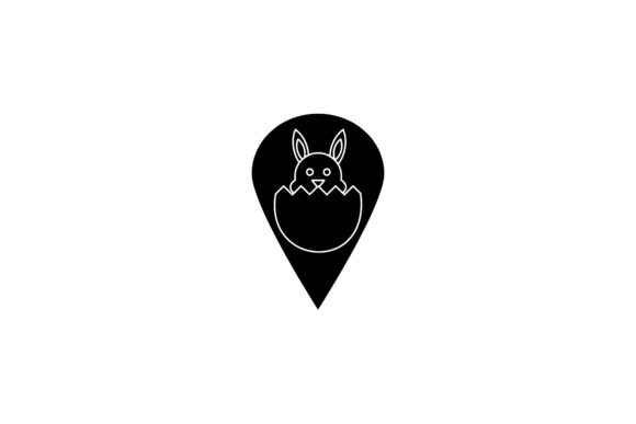 Easter Cute Icon Location Bunny Black: A Versatile Graphic Design Asset for Content Creators