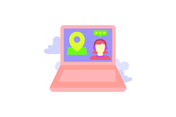 Flat Icon Laptop Location Yellow – A Modern Graphic Design Asset for Content Creators