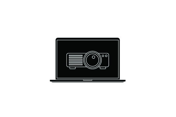 Flat Icon Laptop Projector Black Filled: A Versatile Graphic Design Asset for Branding and Content
