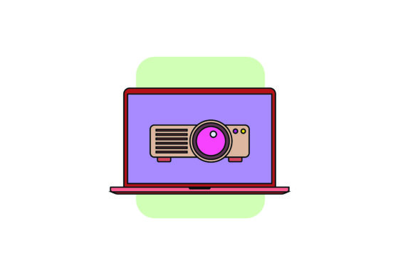 Flat Icon Laptop Projector Color Outline Review
