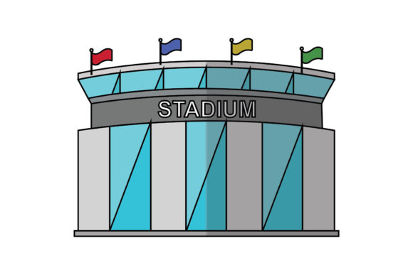 Icon Building Stadium Filled Line Vector Review for Embroidery Projects