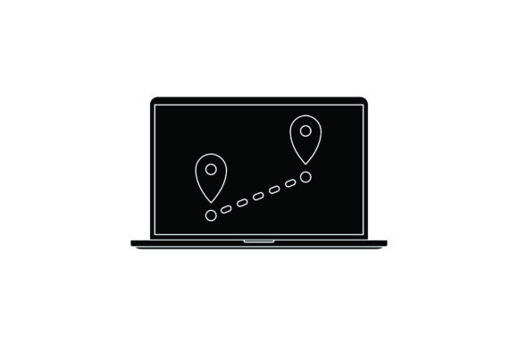 Laptop Icon Cute Location Black Filled: A Versatile Graphic Freebie for Local Business Branding
