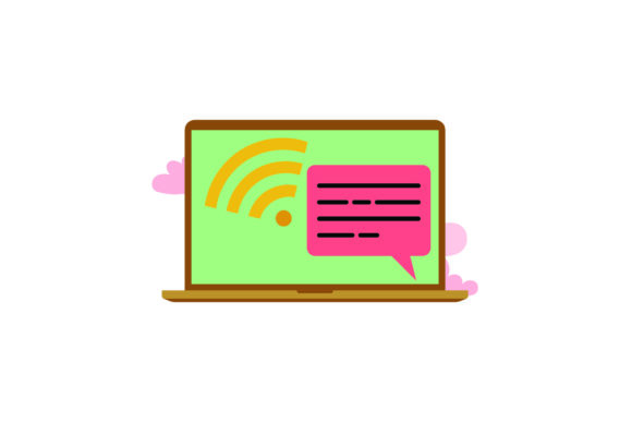 Laptop Icon Cute Message Red – A Vibrant Design Freebie for Creative Projects
