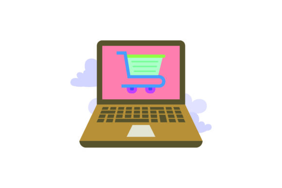 Laptop Icon Cute Shopping Blue: A Versatile Freebie for Digital Product Creators