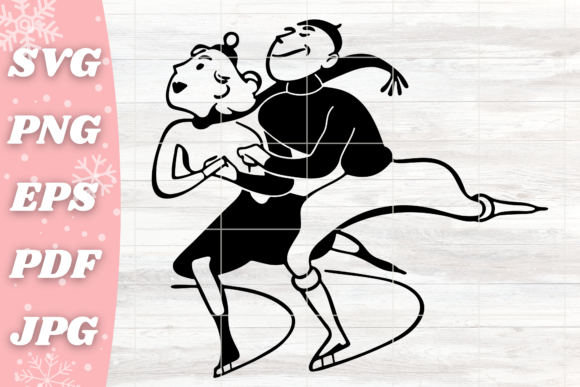 Retro Couple Figure Skating: A Versatile Graphic for Crafts and Digital Sellers