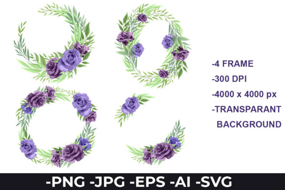 Rose Floral Frame Wreath Decoration Set: A Versatile Graphic Design Asset for Content Creators