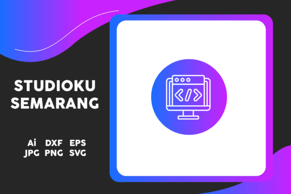 School Icon Coding Desktop Gradient – A Versatile Graphic Design Asset for Branding