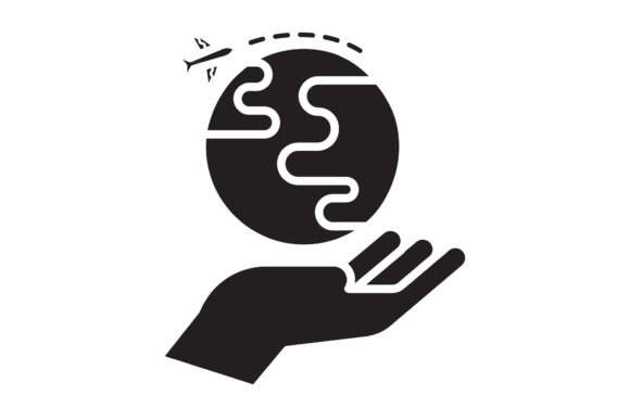 Travel Icon Bring Earth Black Filled Art: A Versatile Freebie for Creative Designers